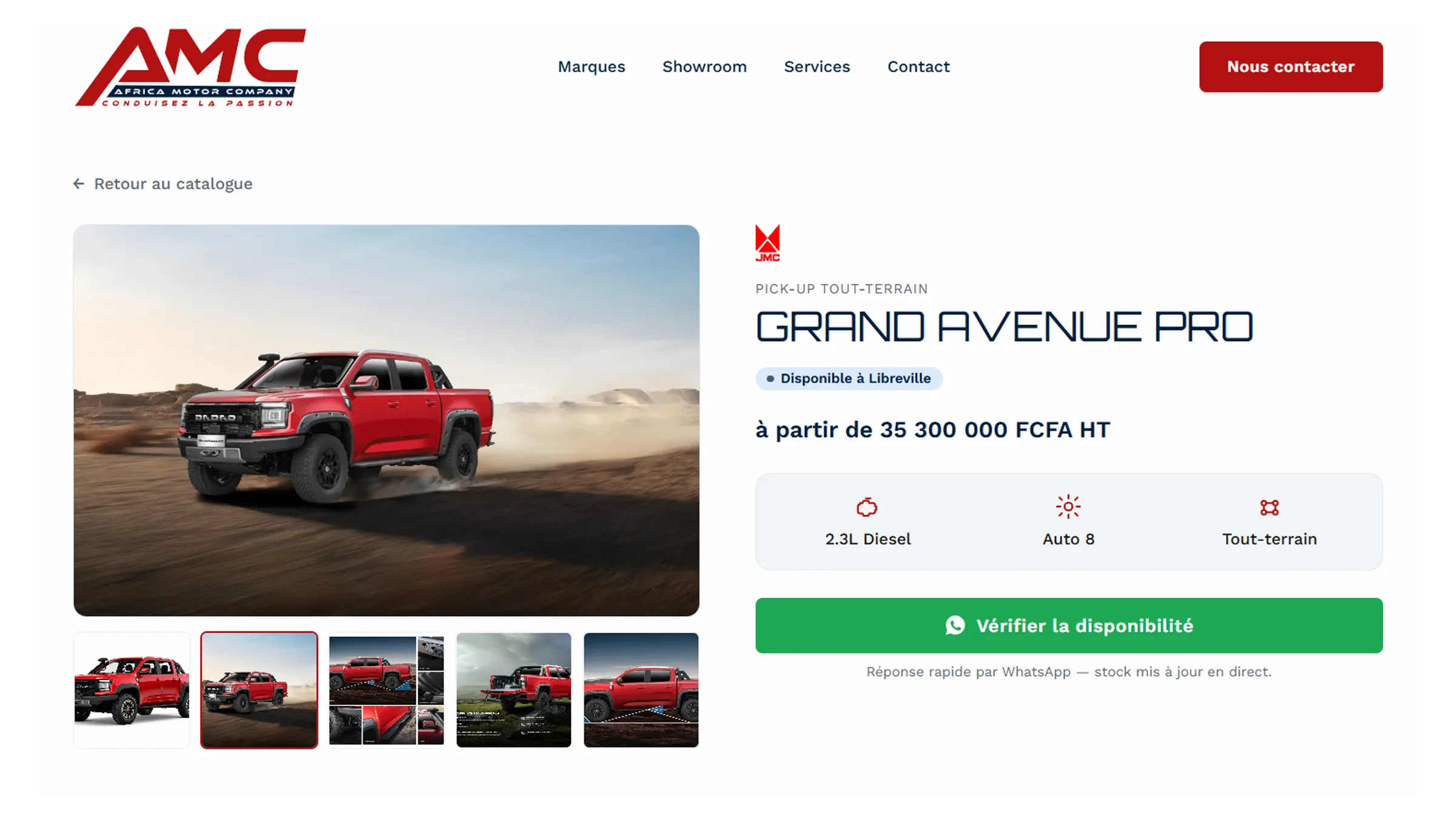 Un site vitrine et un catalogue véhicules pour Africa Motor Company
